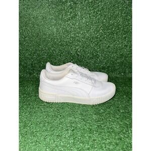 Puma Women Size 8 White Leather Casual Daily Lace Shoes Court Carina 2.0 Sneaker